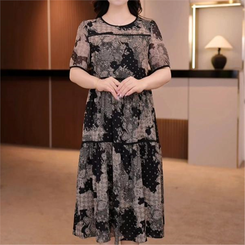 连衣裙2025新款今年流行爆款中年夏款大码女装连衣裙加肥加大收腰