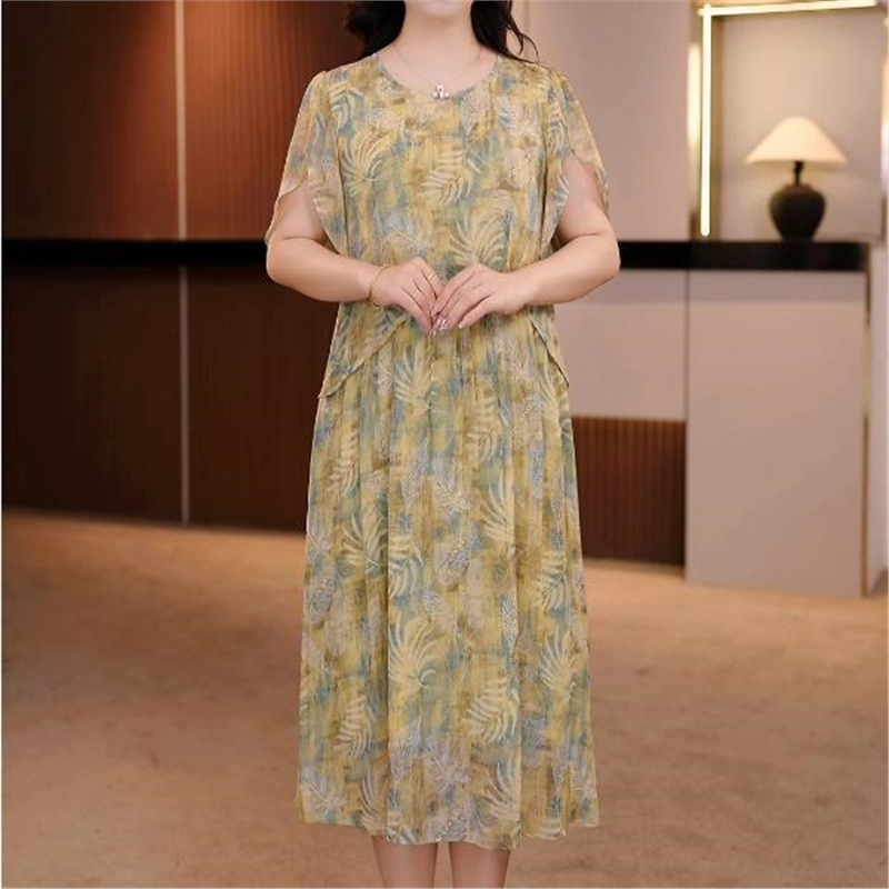连衣裙2025新款今年流行爆款夏大码女装连衣裙遮肉显瘦收腰短袖