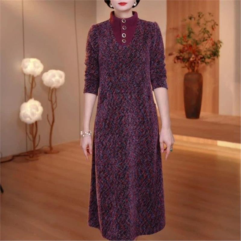 连衣裙2025新款今年流行爆款秋冬新款大码女装显瘦高级时尚简约