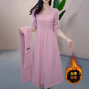 连衣裙2025新款女春秋季十三行爆款气质轻奢高级感加厚配大衣冬裙