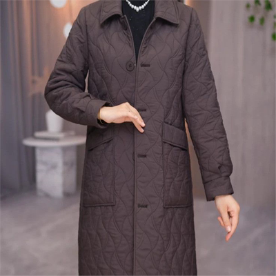 2025新款今年流行爆款秋冬季棉服洋气修身显瘦中长款棉衣外套