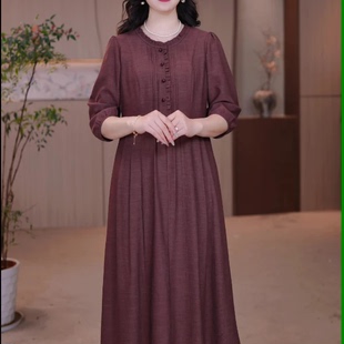 连衣裙遮肉显瘦时尚 26年春夏长袖 女装 大码 舒适透气遮肚子气质 新款