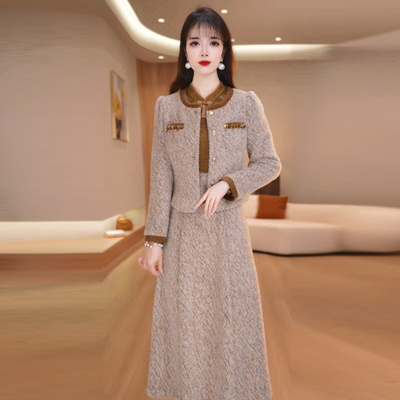 美瑞今年流行爆款套裙女秋冬2025新款修身小香风外套连衣裙两件套