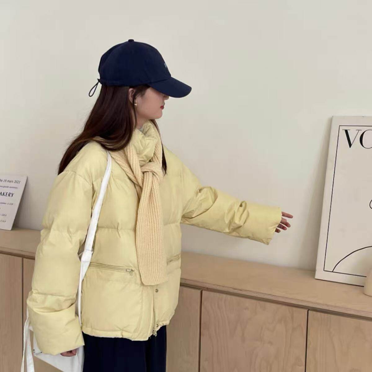 2025冬季新款羽绒防寒服女韩版短款立领小个子围巾款保暖外套潮女