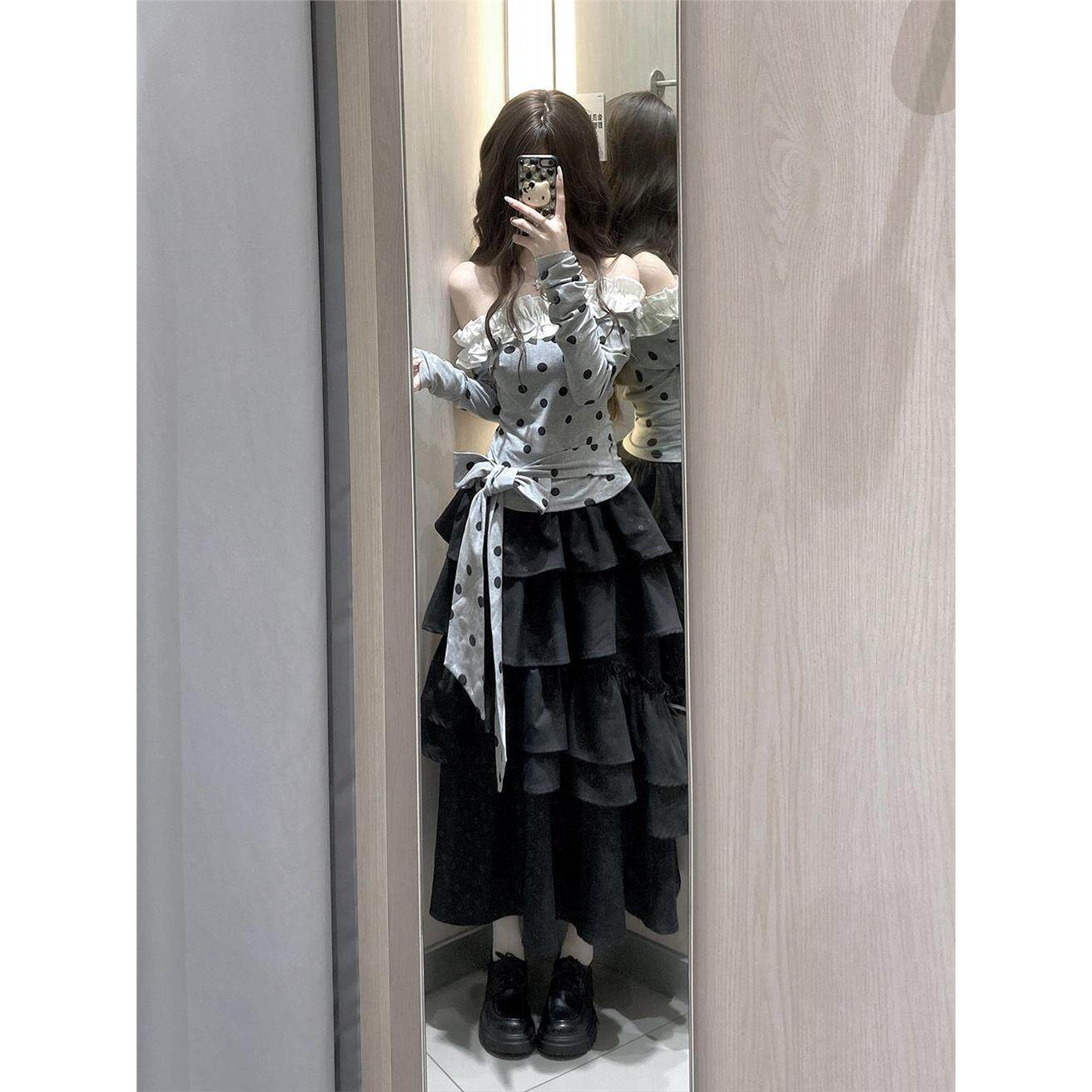 韩系甜美设计感木耳边拼