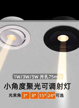一束聚光射灯小角度光束角5度8度15度超薄3W嵌入式75mm防眩氛围灯