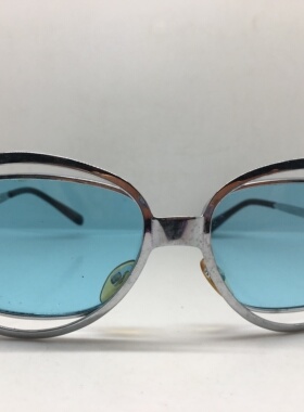 中古六十年代意大利银色合金双框墨镜男女通用墨镜