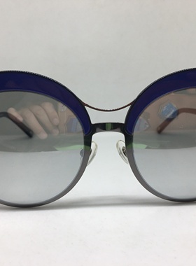 WES WS-T8033 银色圆框太阳镜蓝色边偏光墨镜
