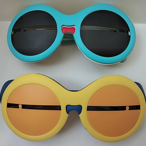 PROSUN明亮彩色儿童圆框太阳镜翻盖男童女童墨镜