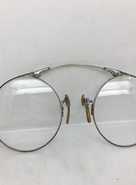 1905年左右1/10 12KGF白色包金折叠圆框夹鼻眼镜精美雕刻 美国