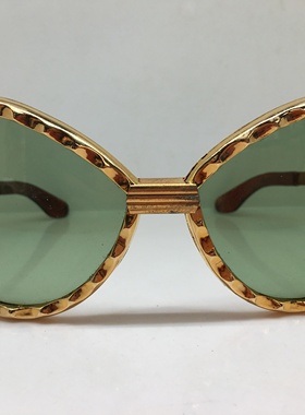 Vintage Jackio中古60年代末金色塑钢太阳镜墨镜玻璃镜片法国猫眼