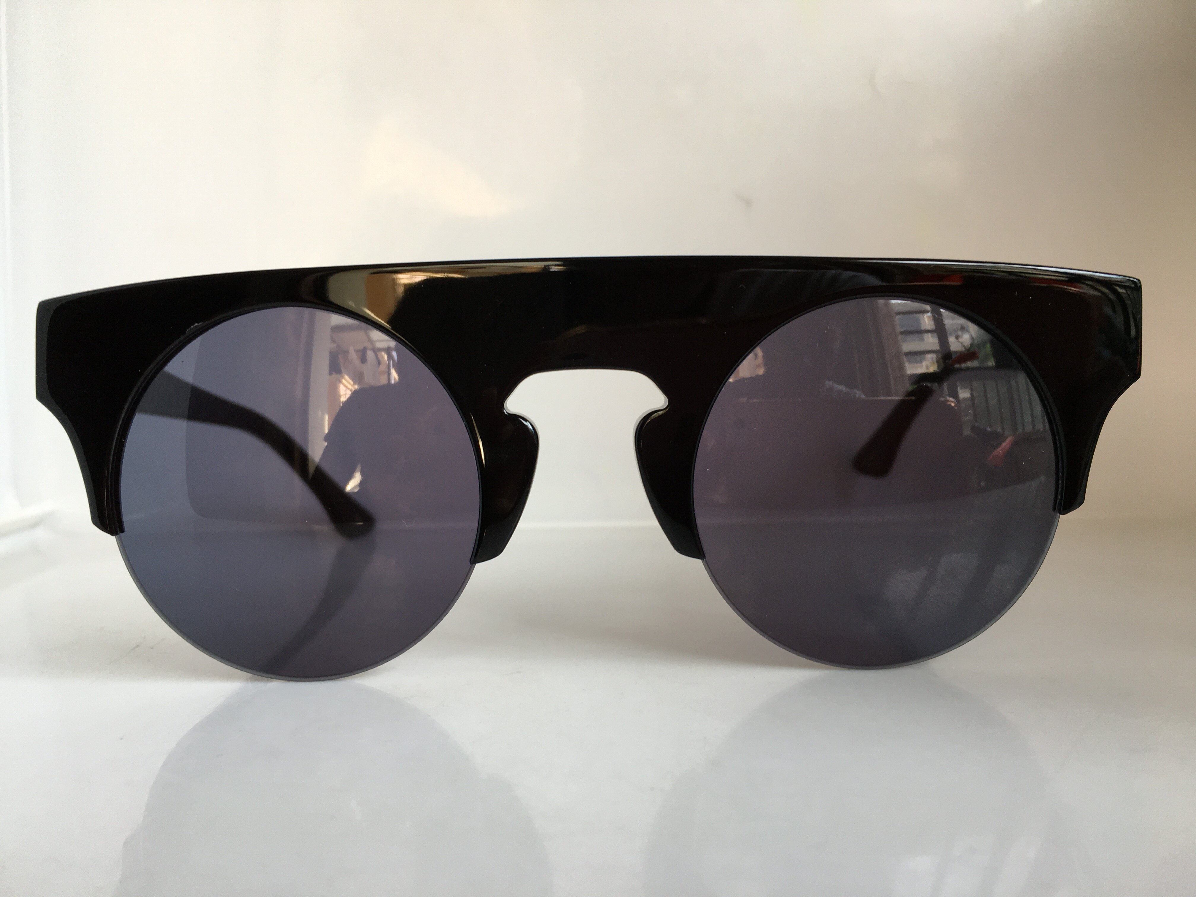 RAIN复古黑色圆框板材上半框太阳镜男女通用墨镜