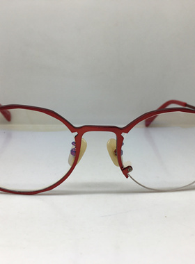 masa hiro橙红色合金不规则非对称个性复古框眼镜平面镜日本