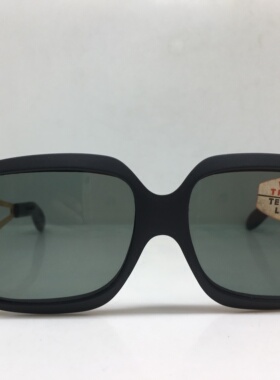 VINTAGE 69 年左右 女 厚实黑框太阳镜 墨镜玻璃镜片 来自法国