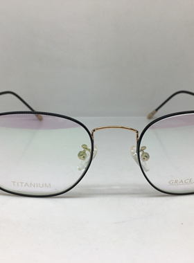 Grace Hopper金色钛框近视眼镜框架修饰脸型方形眼镜框