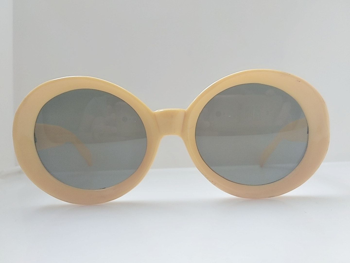 中古六七十年代黄色个性圆框太阳镜墨镜意大利男女通用