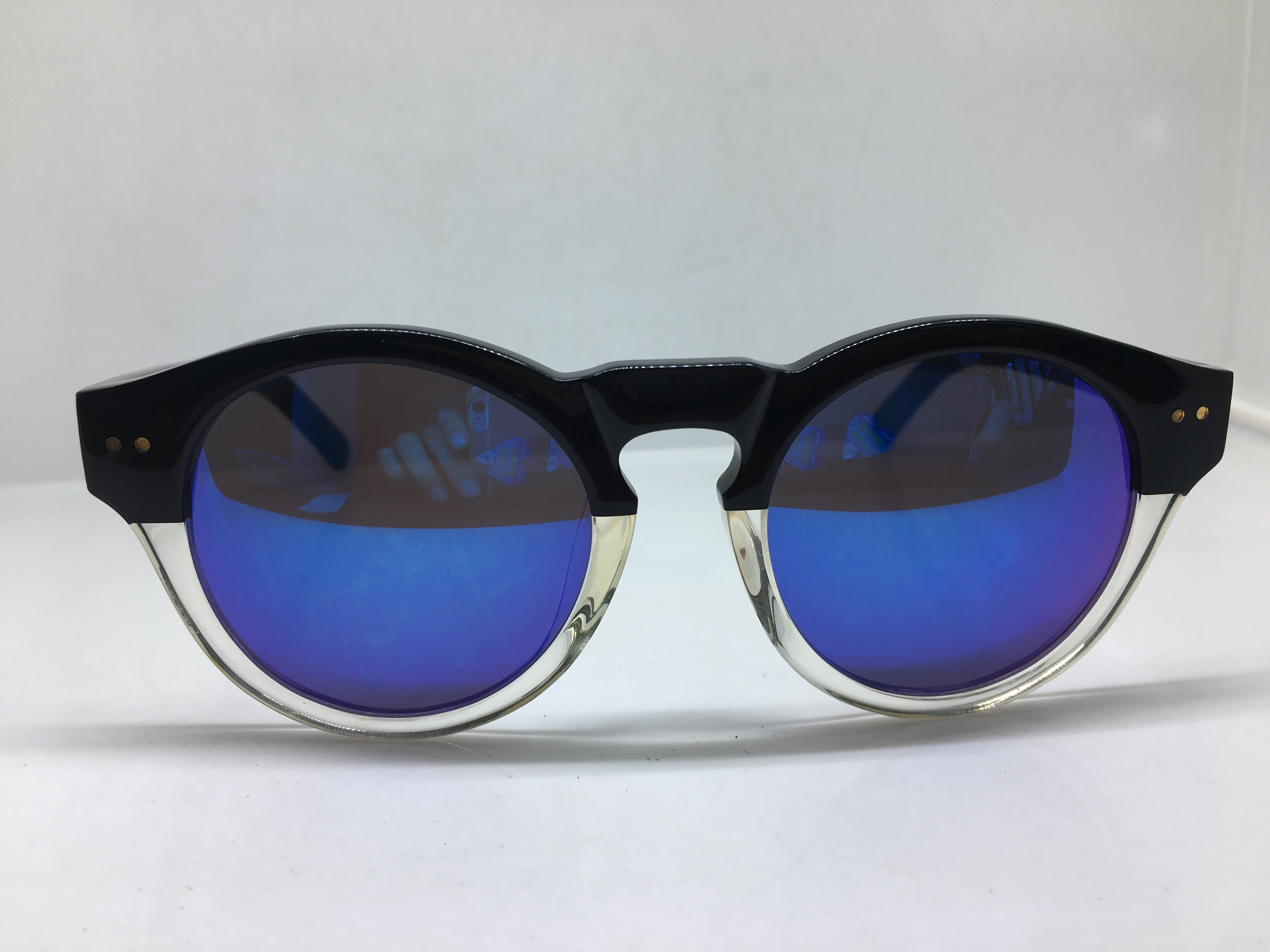 E8433S EJE Optico Sistema 手工黑色透明复古框太阳镜文艺墨镜