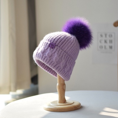 出游针织帽女狐狸毛休闲秋冬