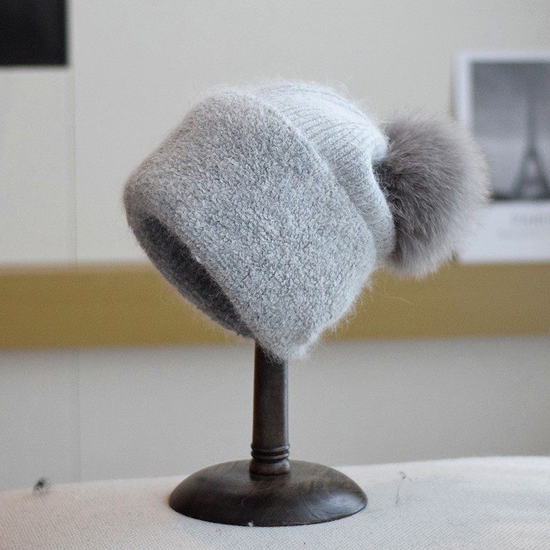 韩版狐狸毛球针织帽子女秋冬百搭护耳安哥拉兔毛翻边毛绒毛线帽潮,服饰配件/皮带/帽子/围巾,帽子,淘宝优惠券,粉丝福利购,淘宝优惠卷