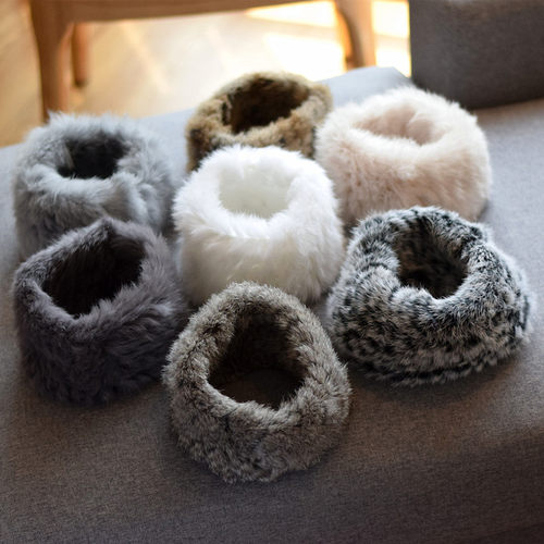 真獭兔毛皮草帽子发带秋冬外出冬毛线针织女围脖保暖头带头箍发箍