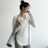 遮臀透气吸汗速干跑步瑜伽服 宽松健身服长款 运动上衣女秋长袖 罩衫