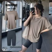 运动上衣女宽松胖mm罩衫 大码 跑步健身服 瑜伽服短袖 速干T恤夏薄款