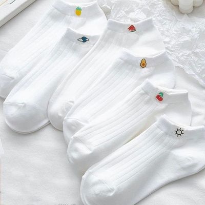 春夏季薄款ins潮百搭卡通运动吸汗船袜子学院女士学生字母短袜女