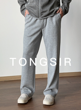 TONGSIR 羊绒·肌肤裤 感抗皱秋冬卫裤男直筒休闲裤加厚长裤子