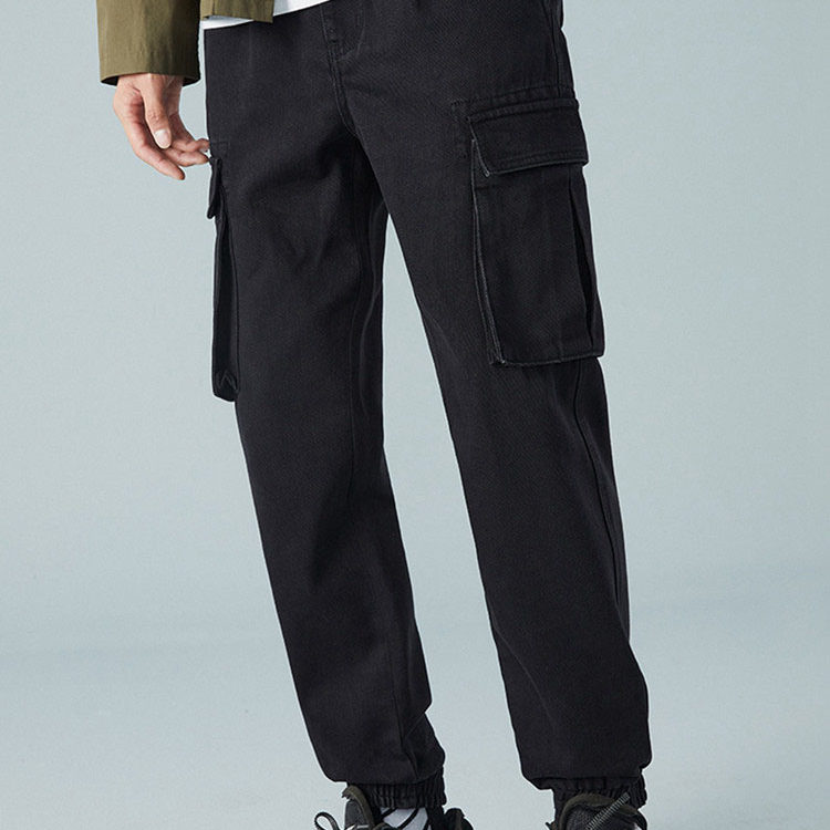 男士多口袋工装束口小脚牛仔裤