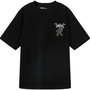 13BK NP家2025夏季 T恤重磅小熊黑色凉爽体恤衫 圆领短袖 E11 男士