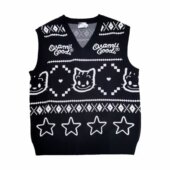 鸟 秋冬男士 商场款 复古保暖针织背心黑色V领马甲毛衣C3229 A12