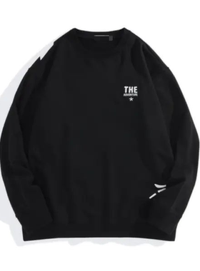 （鸟）春季男士时尚百搭黑色圆领卫衣时尚套头衫上衣潮C4529/J10