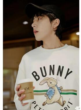 商场款2024秋季男士联名款卫衣时尚兔子刺绣圆领套头上衣P2150/J4