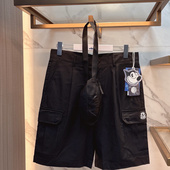 夏季 五分裤 男士 G家商场款 菲力猫联名款 工装 黑色中裤 百搭潮2544D