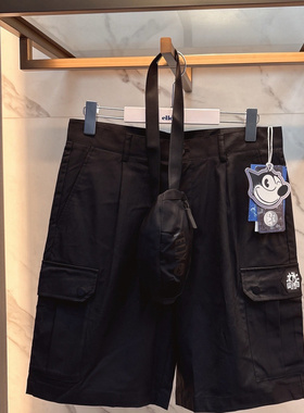 G家商场款夏季男士菲力猫联名款工装五分裤黑色中裤百搭潮2544D