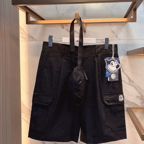 G家商场款夏季男士菲力猫联名款工装五分裤黑色中裤百搭潮2544D