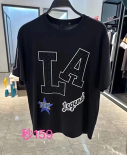 男士 P2202 短袖 字母大印花立体刺绣圆领体恤衫 M10 T恤时尚 2024夏季