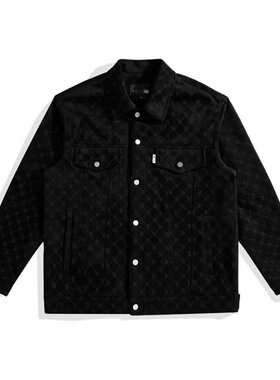 （鸟)秋冬男士潮流经典老花麂皮绒夹克满版字母翻领外套C3205/Y13