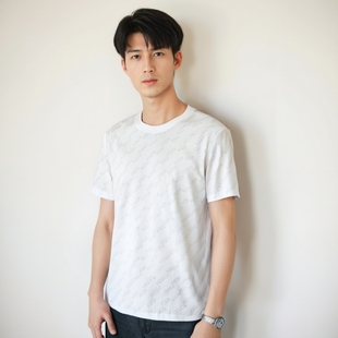 新款 80172 男潮流满印圆领短袖 体恤衫 E11 T恤凉感白色半袖 2025夏季