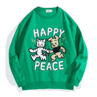 男士 春季 联名系列圆领卫衣时尚 绿色情侣长袖 C3208 套头衫 鸟