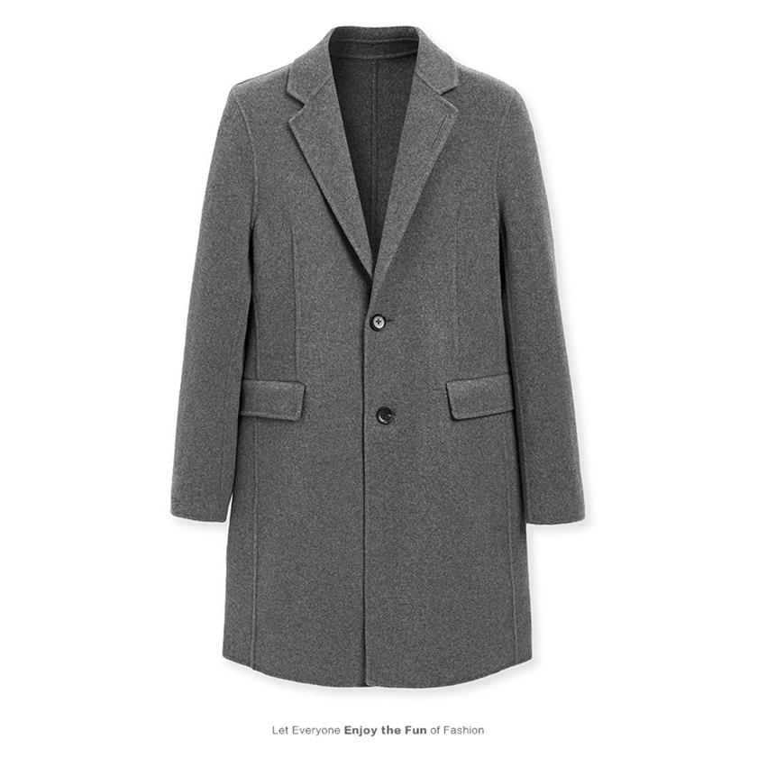 推荐~冬季男士商务休闲翻领双面羊毛呢大衣修身中长外套A4D31/J2