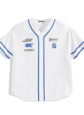 （鸟）夏季男士短袖T恤潮流美式刺绣时尚无领棒球风外套D2116/E3