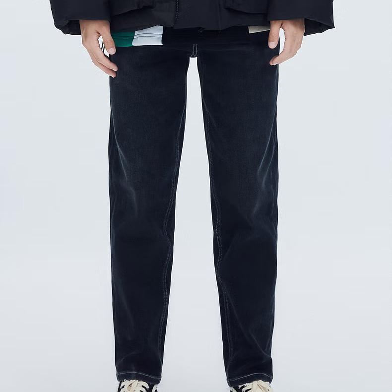 G家商场款冬季男士千鸟格系列休闲直筒裤黑色牛仔裤厚款5002K/D10