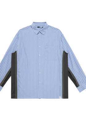 （鸟）春季男士拼接外穿式衬衫时尚休闲衬衫条纹宽松潮C3355/A27