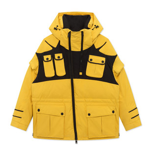 G家冬季男士加厚羽绒服撞色工装多口袋连帽保暖户外套潮1007A/G4