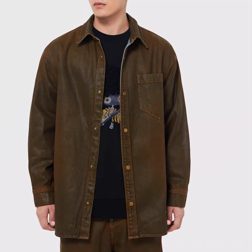 复古金属感牛仔夹克衬衫牛仔裤