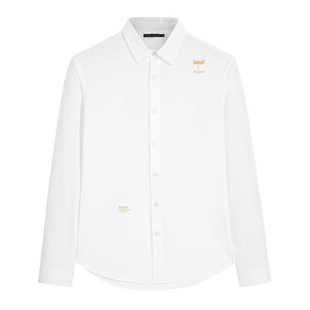 新款 金钱刺绣时尚 白衬衣P4106 鸟 A20 长袖 男士 商务休闲修身 衬衫