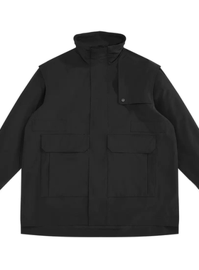 （鸟）春季男士休闲宽松中长款黑色风衣通勤立领外套潮C1216/H16