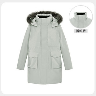 GX3 瑕疵 抗寒防泼水羽绒服连帽大毛领外套B4173 长款 鸟家冬男士