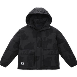 保暖休闲满印面包服外套C4A08 连帽暗纹棉衣厚款 秋冬男士 鸟